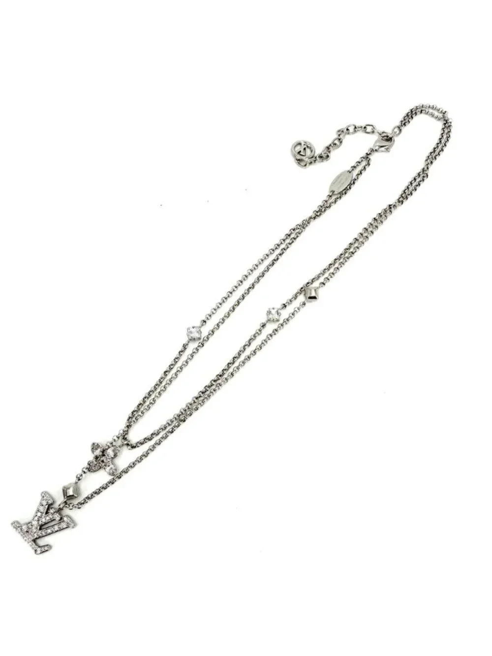 Louis Vuitton Necklace Chain Monogram with Adjustable Star Rhinestone Silver